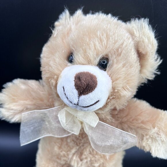 Xenox Smiling Teddy Bear Wearing a Bow Stuffed Animal Plush Toy Beige - Picture 4 of 11